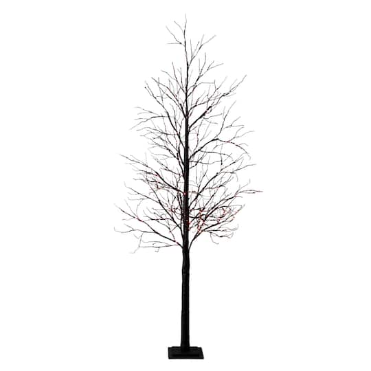 8ft. Pre-Lit Halloween Black Twig Artificial Tree with 510 Orange & Purple LED Lights